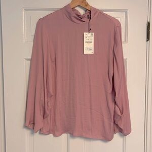 Zara NWT Tie-Neck Blouse Size M